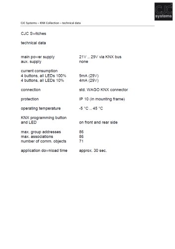 CJC Systems - KNX Collection - technical data