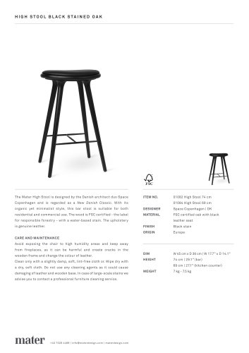 High Stool | Black stained oak