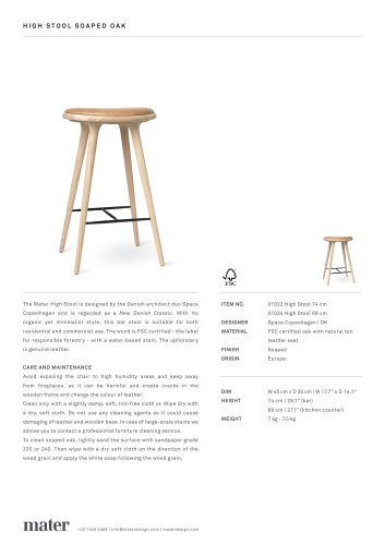 High Stool | Soaped oak