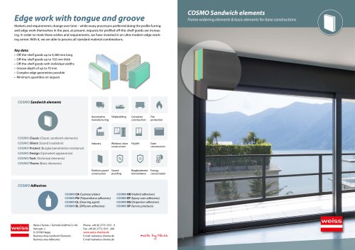 Thermally insulated sandwich elements for widening the profile in window construction