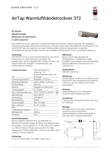 AirTap Warmlufthändetrockner 372