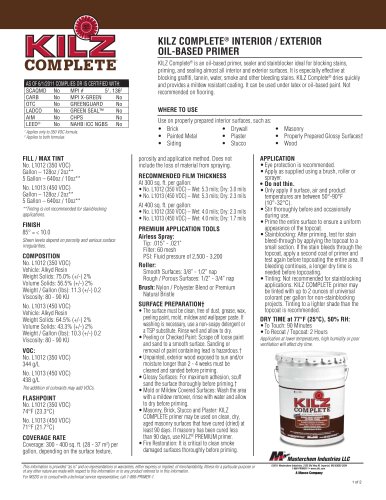 KILZ COMPLETE®  INTERIOR / EXTERIOR OIL-BASED PRIMER