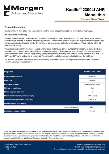 Kaolite® 2300LI AHR Monolithic