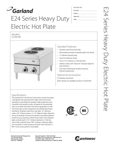 E24 Series - Electric Hot Plate