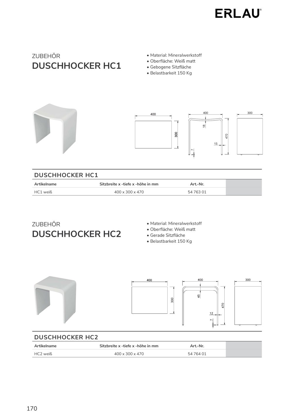 DUSCHHOCKER HC1 - ERLAU